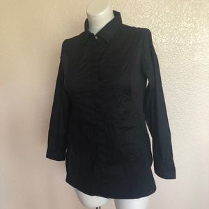 Soft Surroundings Seams Perfect Button Down Shirt Black PM New